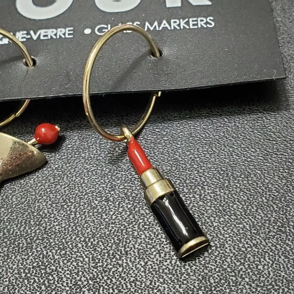 Gold tone wine gl@ss charms